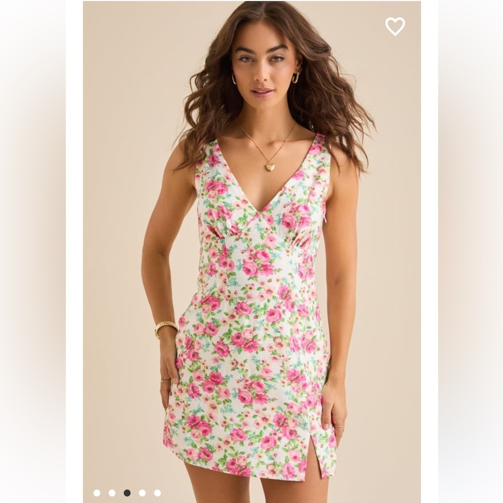 Altar'd State White Mini Dress with Pink Floral Print